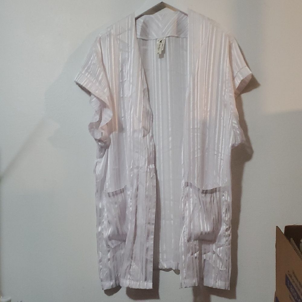 Jessica Simpson White Striped Swim Coverup